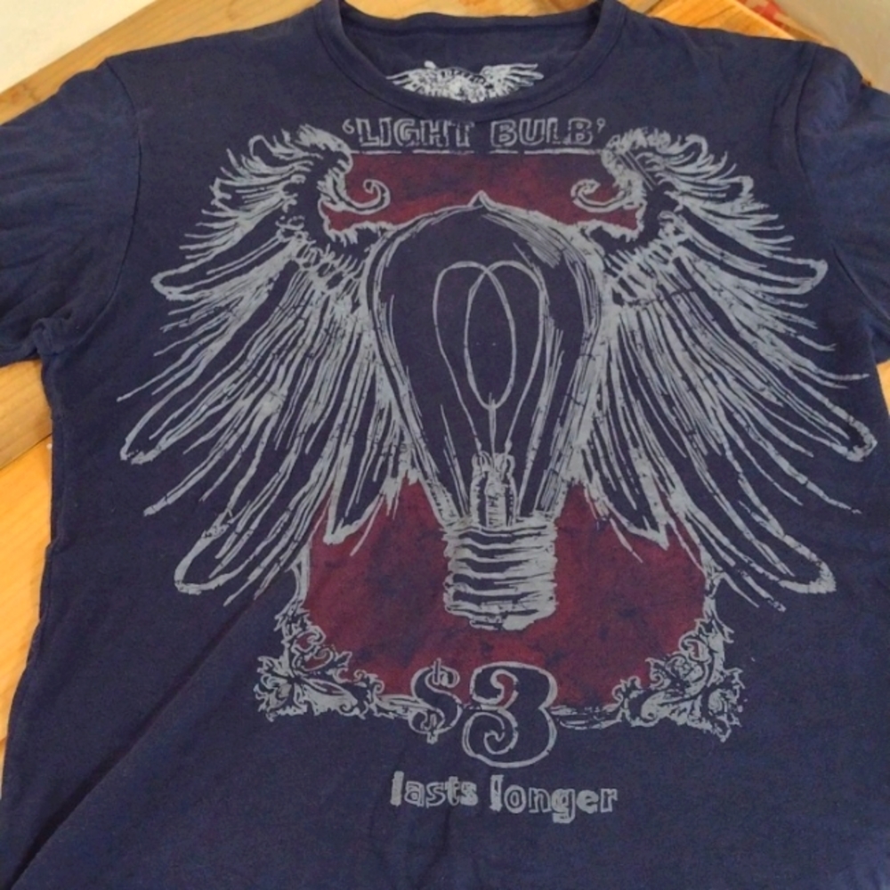 Drifter Blue 100% Cotton Light Bulb Graphic T-Shirt Oversize S
